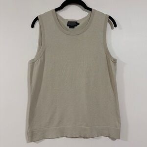 Pendleton Sleeveless Knit Silk Sleeveless Sweater In Beige, Size Medium